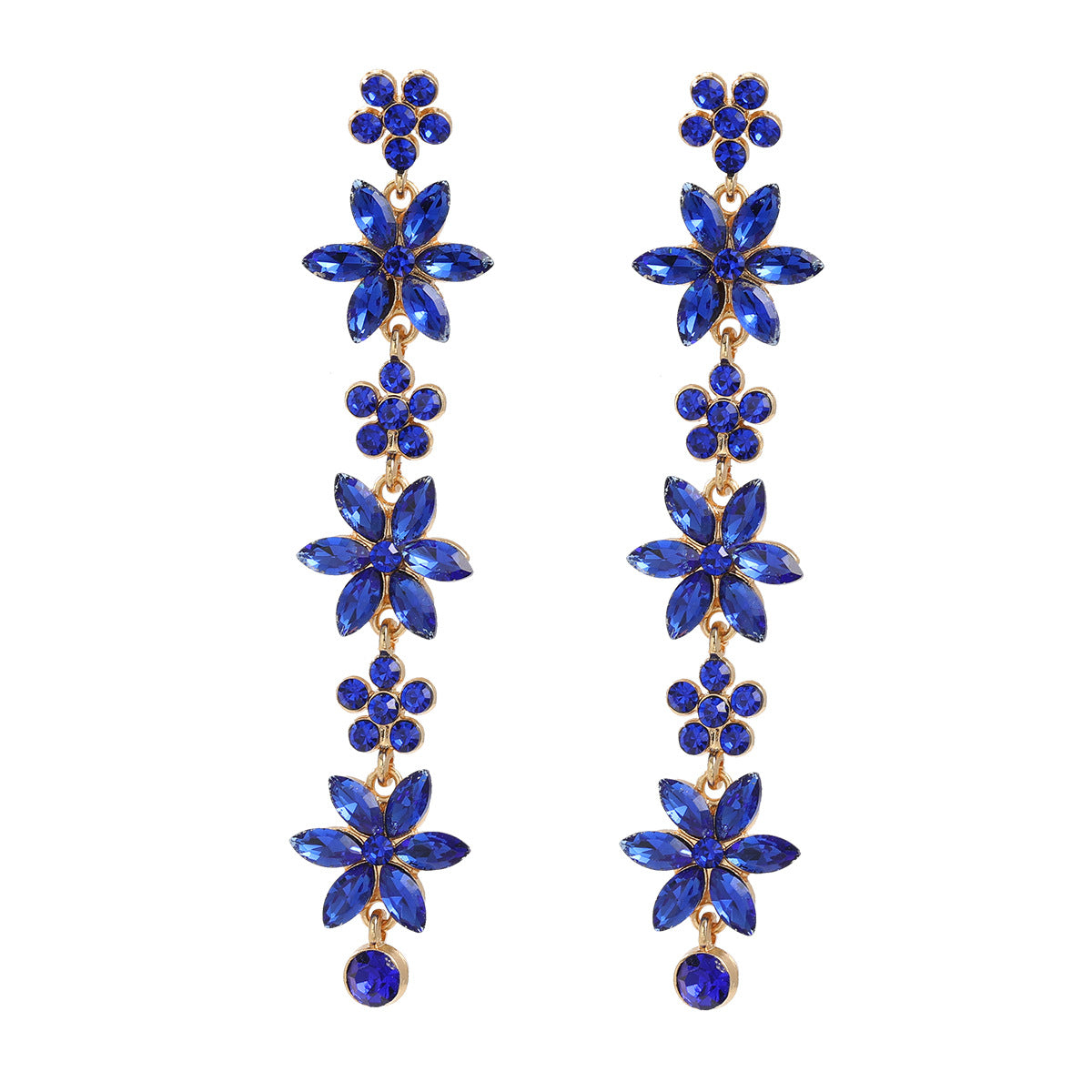 Women's Stylish Colored Diamond Flower Elegant Alloy Earrings