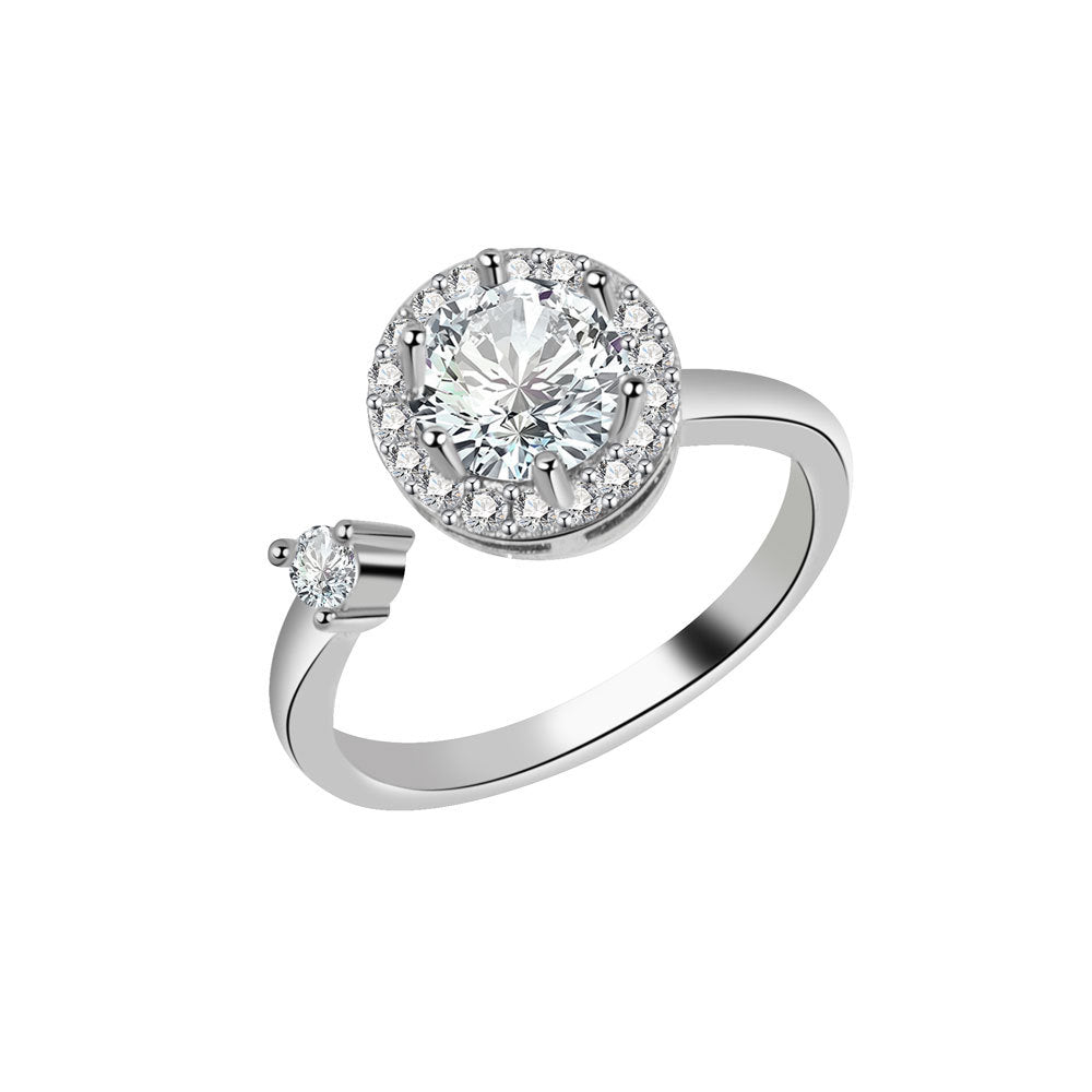 Women's Rhinestone Rotating Style Personalized Fashion Open Rings