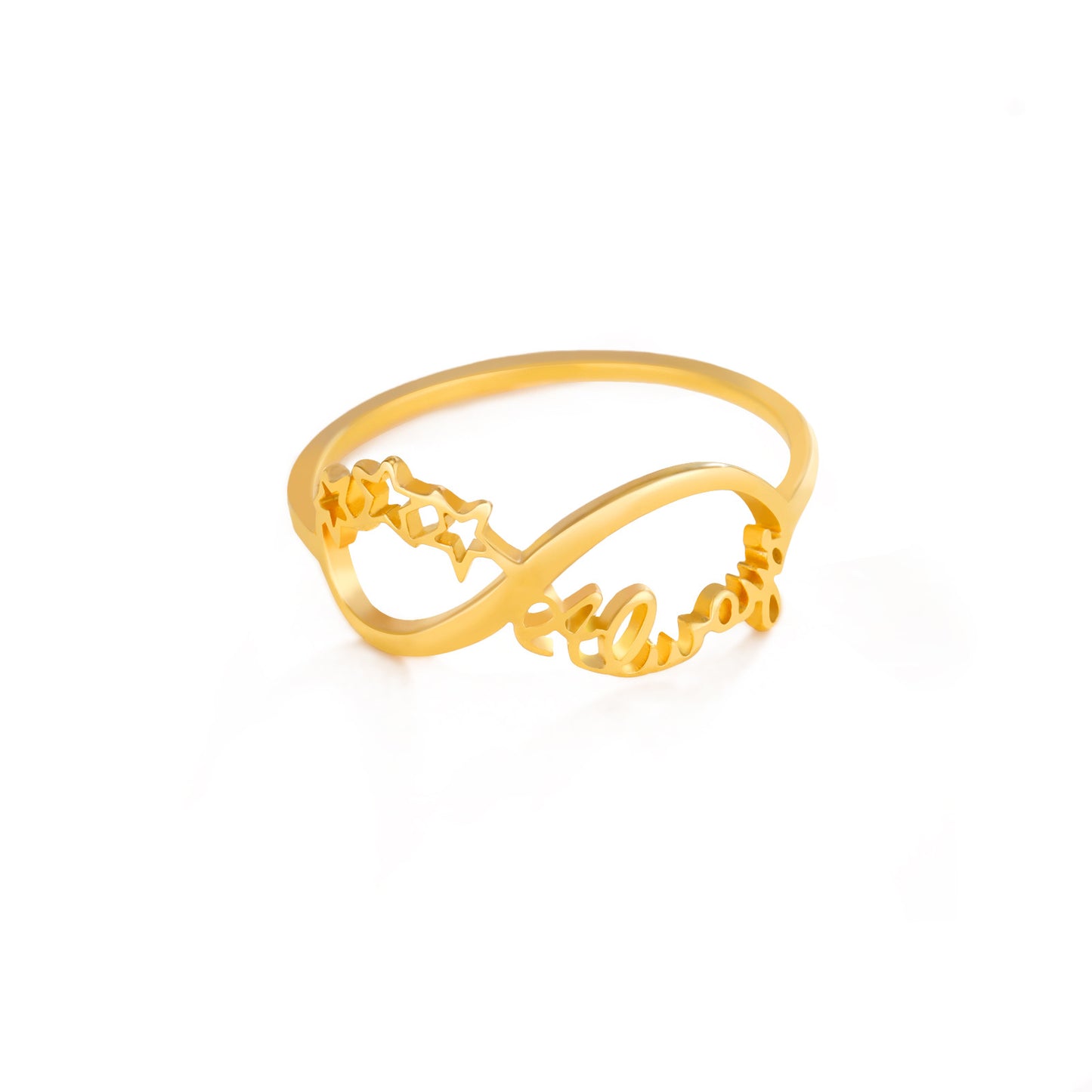 Women's Stainless Steel Gold Love Star Eternal Power Ring