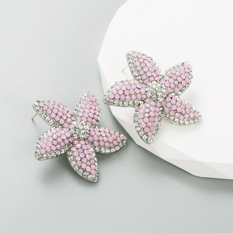 Women's Trend Creative Starfish Alloy Plating With Colored Rings
