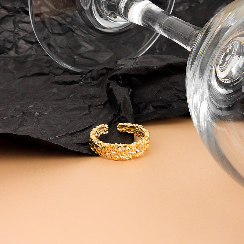 Pleated Tin Foil Texture Open Female Rings