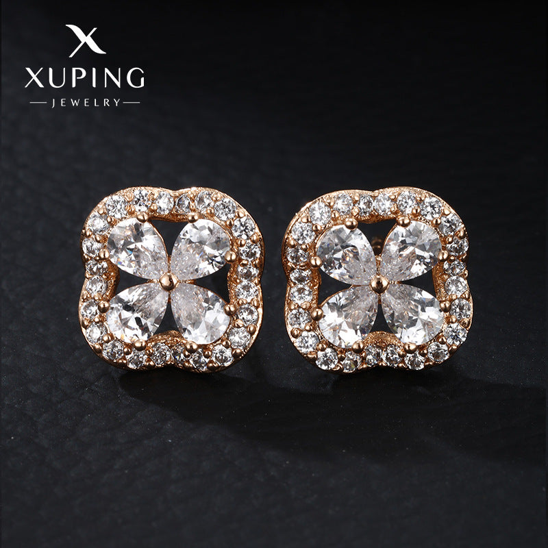 Women's With Zirconium Fashion Sweet Flower For Earrings