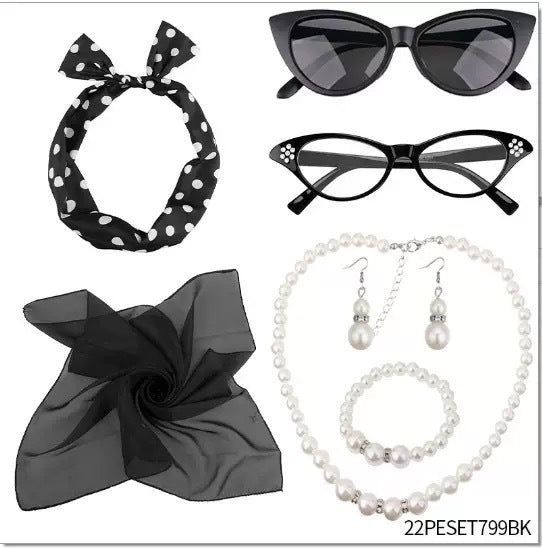Women's Black White Red Dot Circle Acrylic Generation Retro Suit Jewelry Set