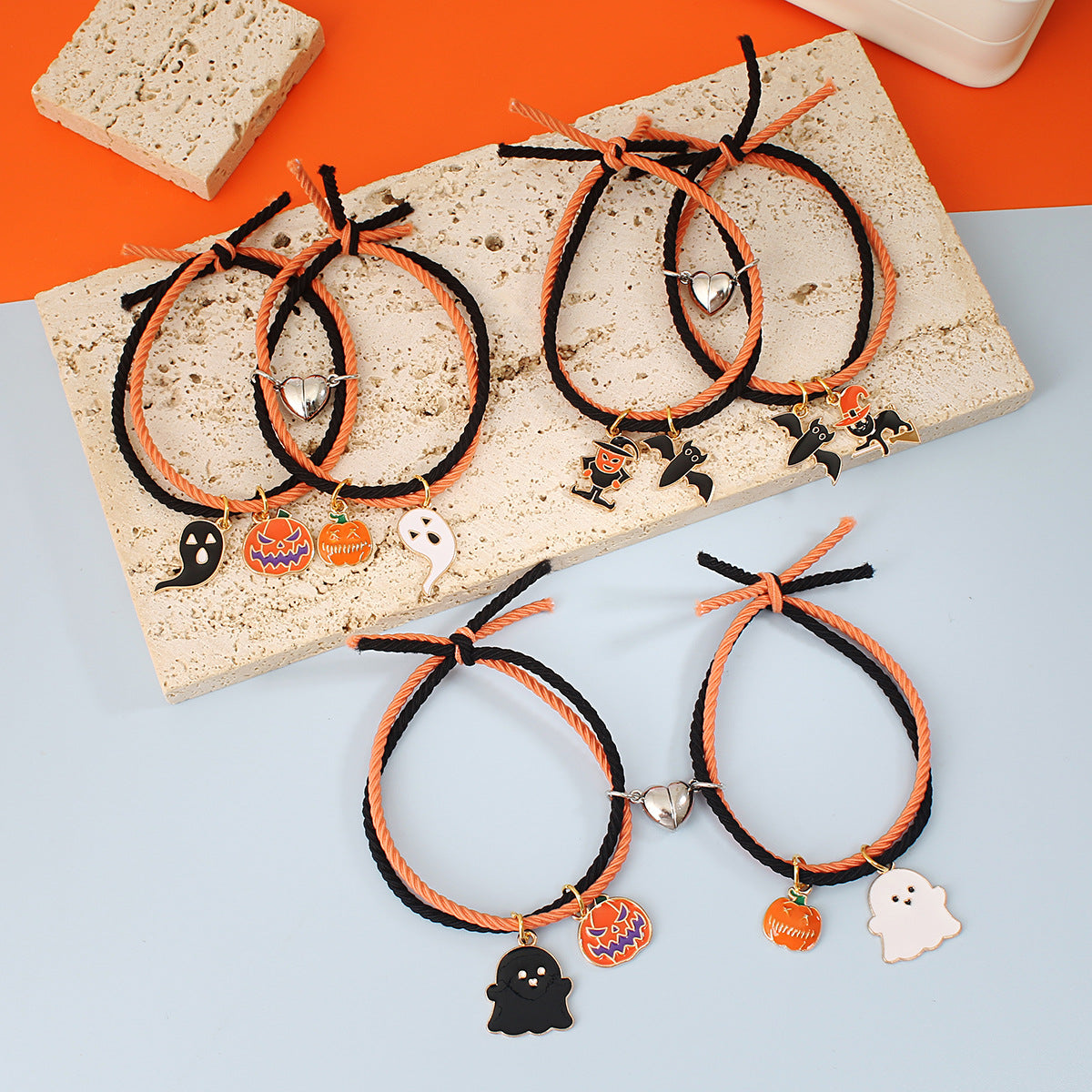 Women's & Men's & Color Matching Pumpkin Ghost Pendant Bracelets