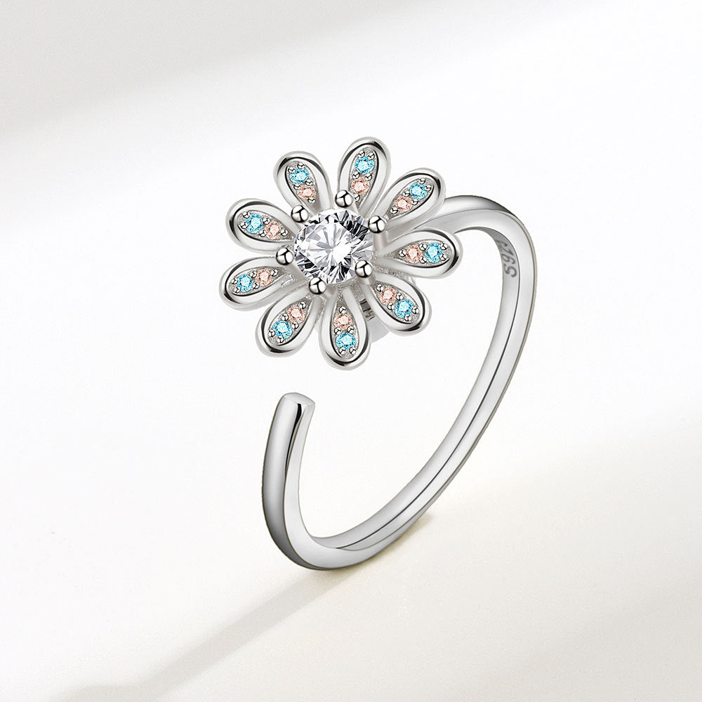 Rotatable Daisy Flower Wind Opening Adjustable Rings