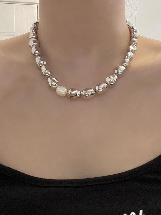 Colliers tendance hip hop irréguliers en perles d'eau douce