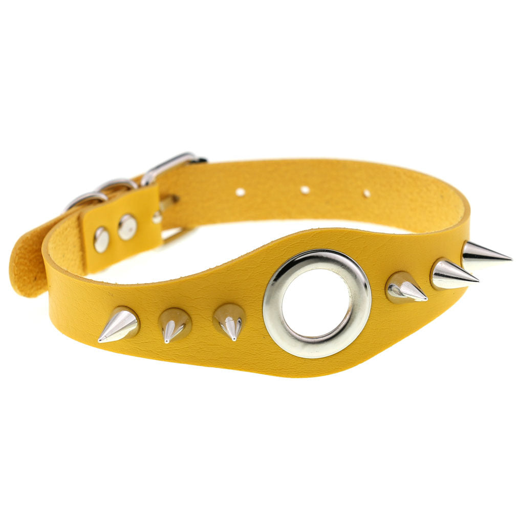 Punk Goth Leather Rivet Pointed Nail Personality Necklaces