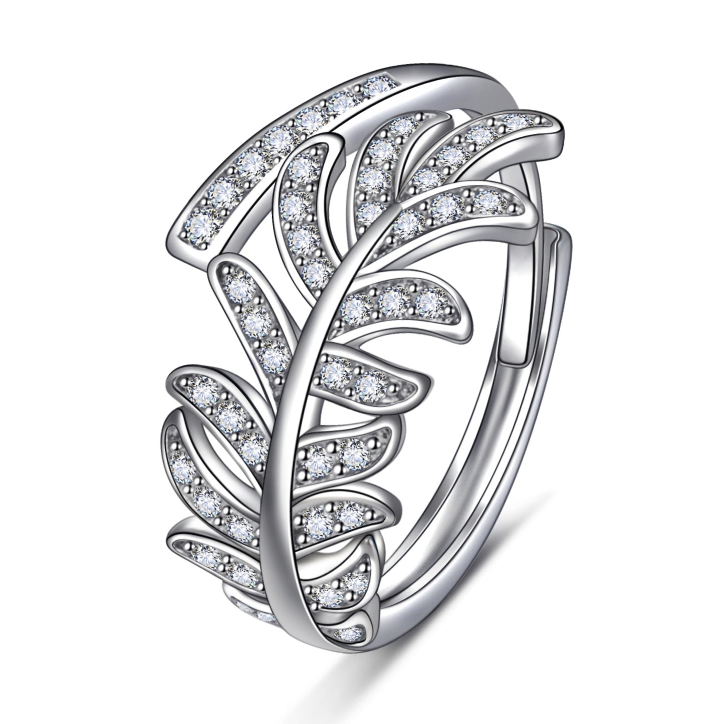 Women's Open End Creative Personality Diamond Leaf Cold Wind Rings