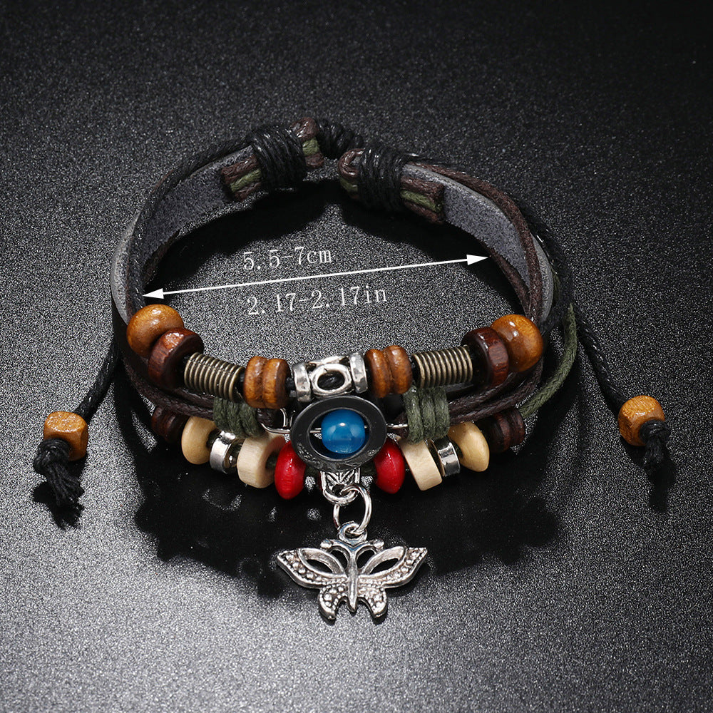 Accessories Personalized Beaded Cattle Leather Weave Vintage Bracelets