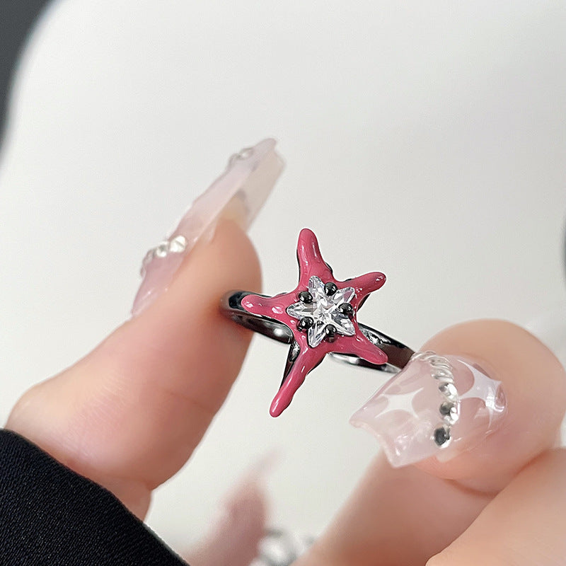 Dopamine Pentagram Sweet Cool Hot Open Design Rings