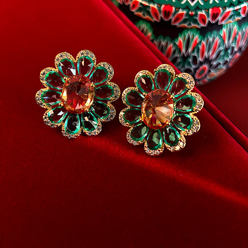 Women's Zircon Flower For Entry Lux Elegant High-grade Temperamental Earrings