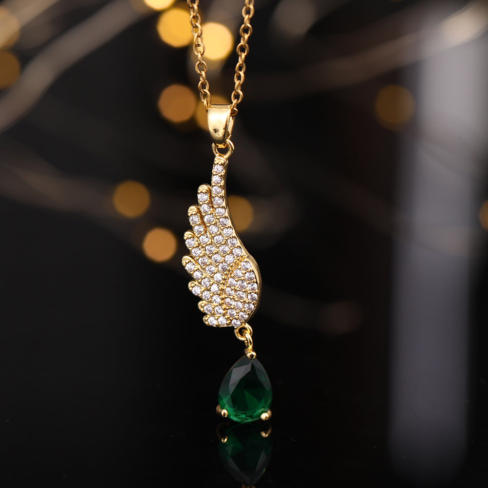 Copper Zircon Electroplated Real Gold Design Cold Wind Necklaces