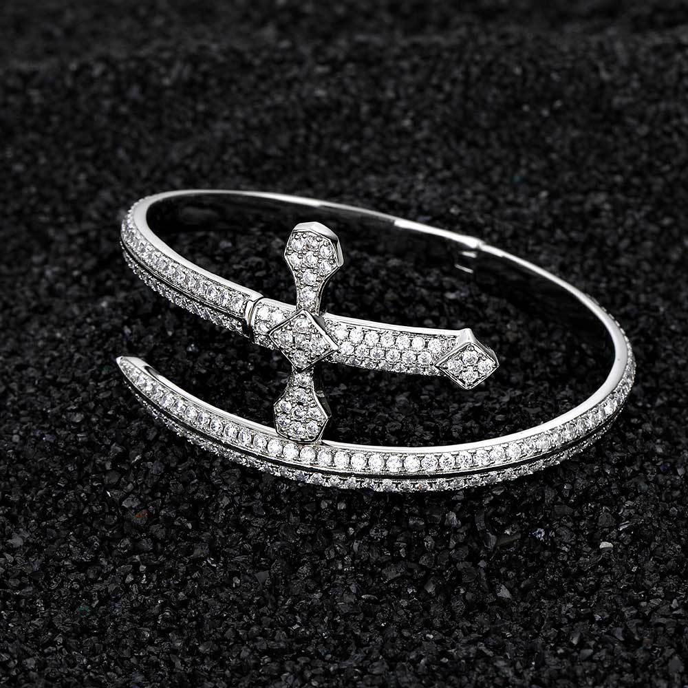 Men's Sword Cross Fashion Personality Zircon High Bracelets