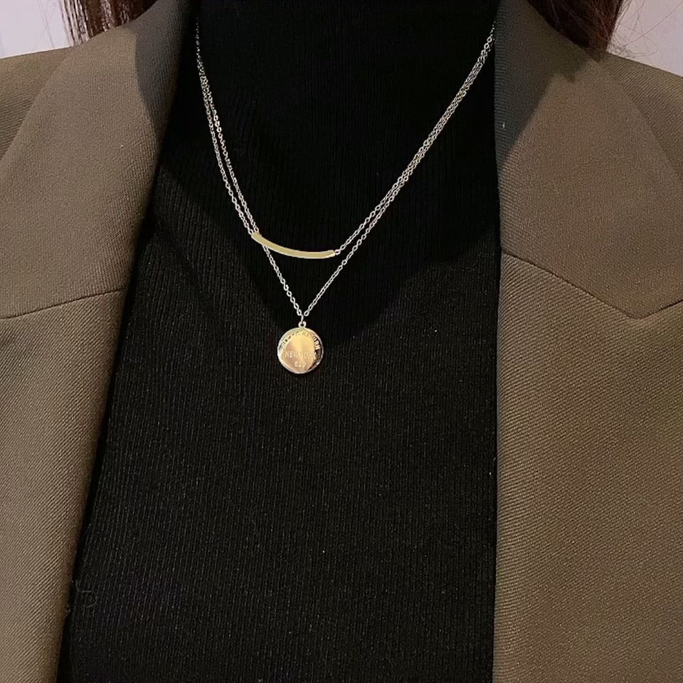 Round Female Niche Design Titanium Steel Clavicle Necklaces