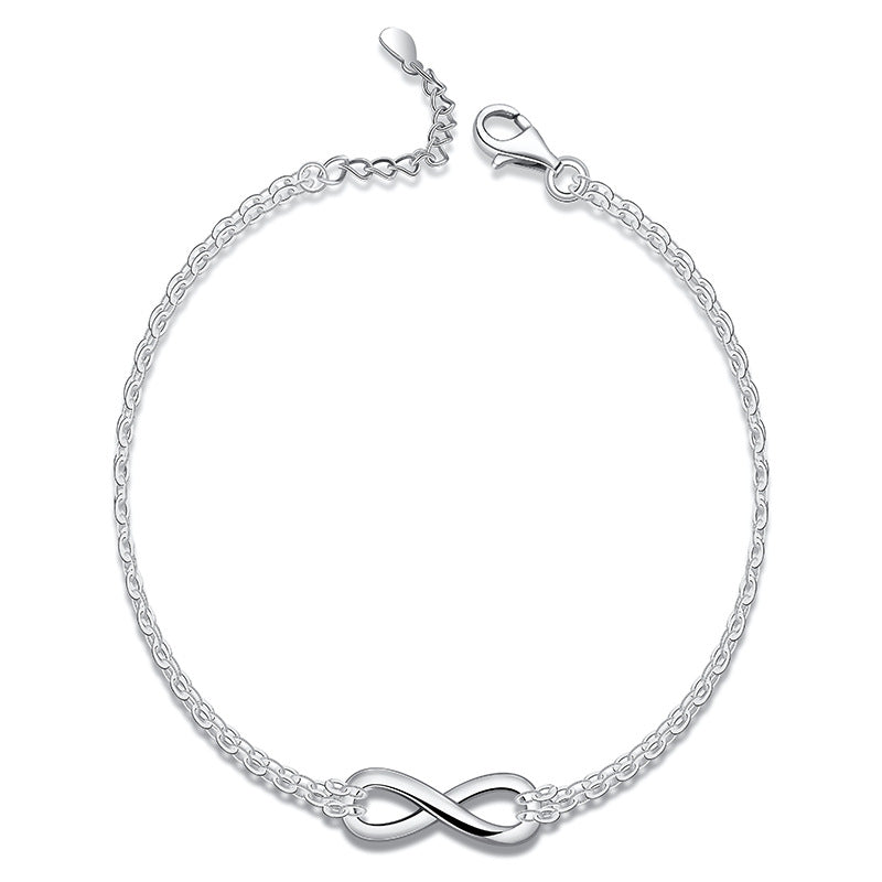 Bracelets doubles à boucle infinie pour femme en argent sterling