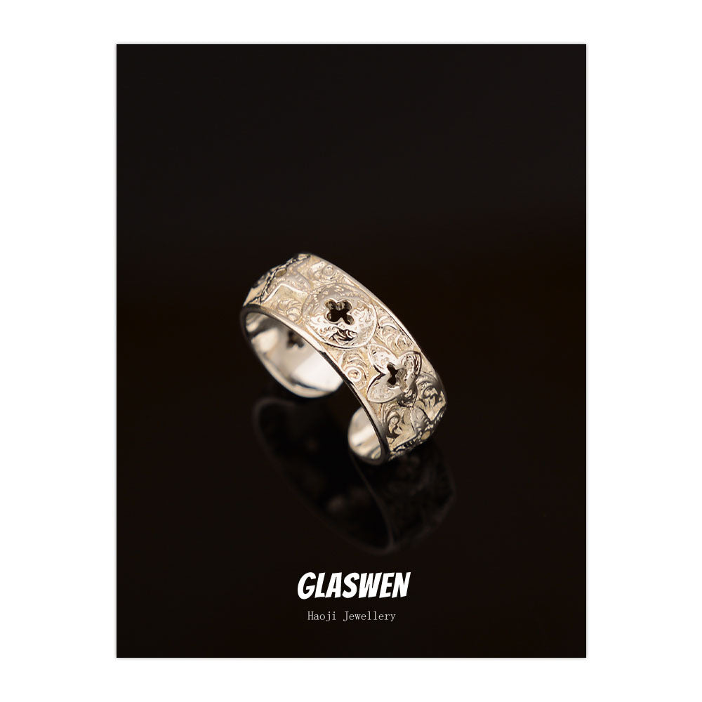 Women's Flower Mobius Strip High-grade Clover Open Rings