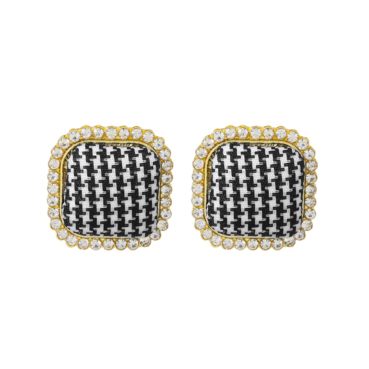Retro Rhinestone Fashion Temperament Contrast Color Check Earrings