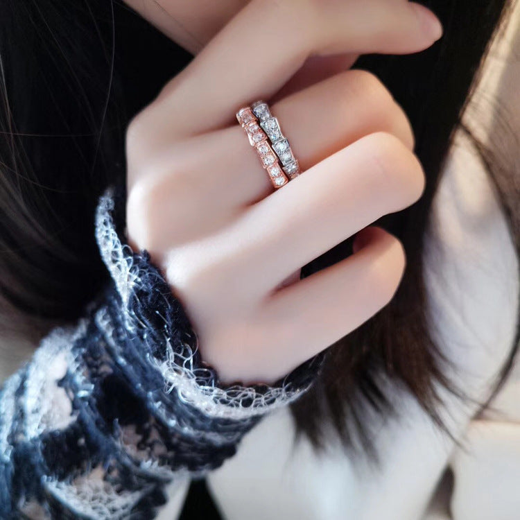 Design Snake Bone Rose Gold Plated Sterling Rings