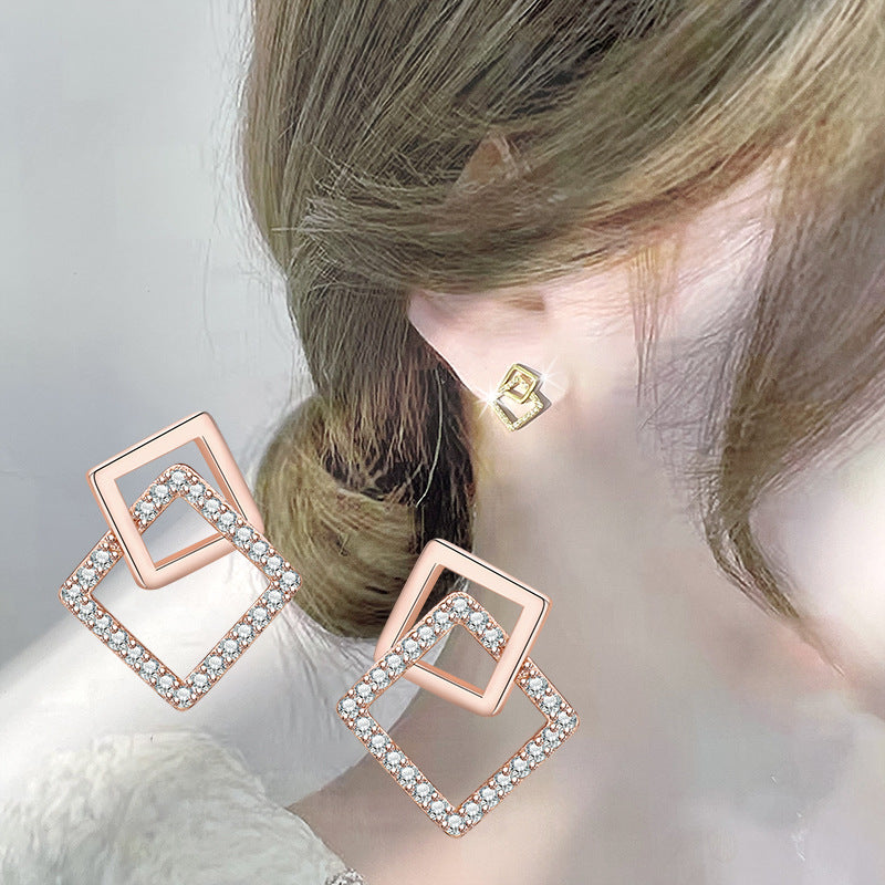 Women's Simple Square Geometric Ear Versatile High-grade Earrings