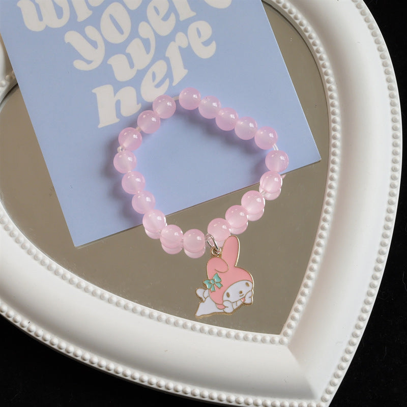 Cartoon klarer weißer Hund niedliche rosa Kaninchen-Imitat-Armbänder