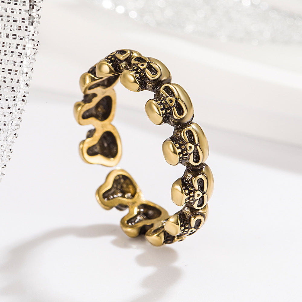 Bronze-Ornament-Ringe im Retro-Stil in Totenkopfform