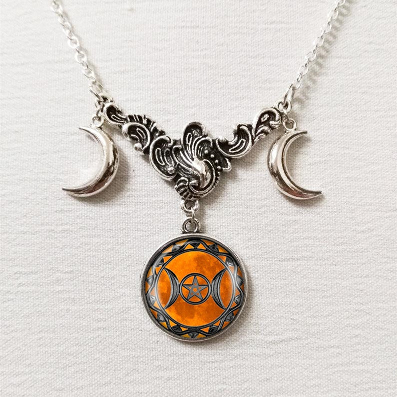 Triple Moon Sier Full And Small Necklaces