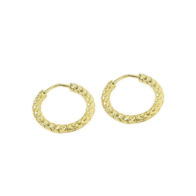 Ear Clip Titanium Steel Niche Personality Starry Embossed Circle Dark Earrings