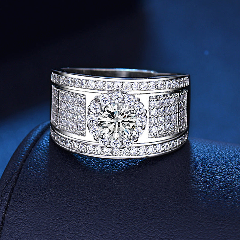 Full Rhinestone Zircon Wide Version Big Rings
