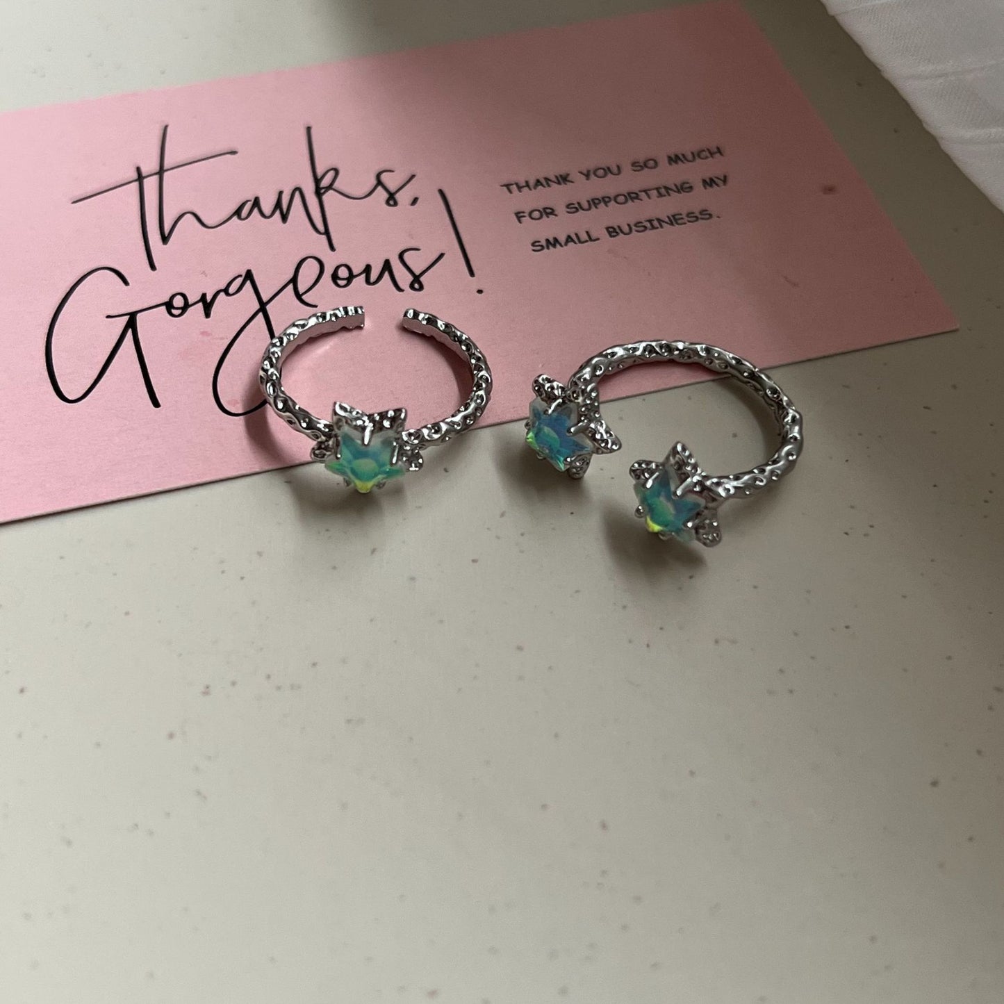 Green Design Stars Light Luxury High-grade Female Rings