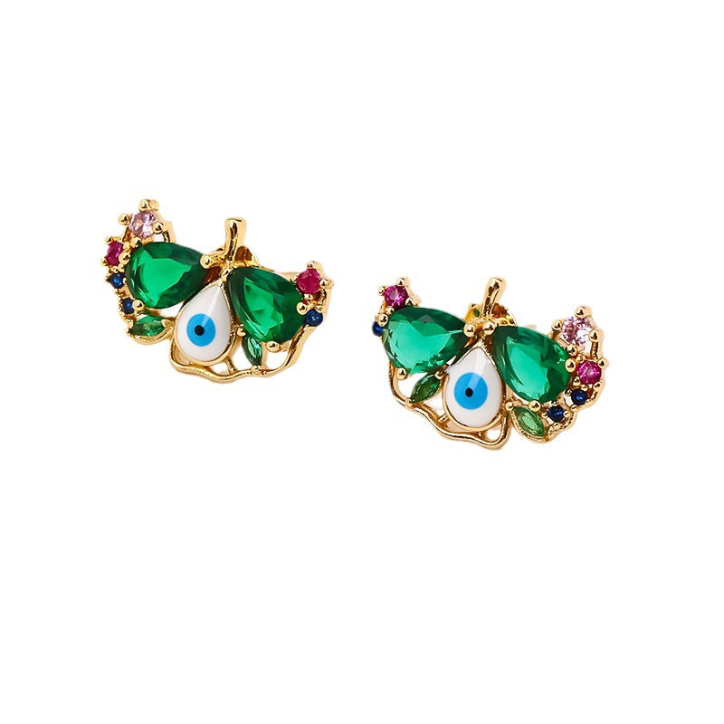 Women's Oil Devil's Eye Micro Inlaid Zircon Earrings