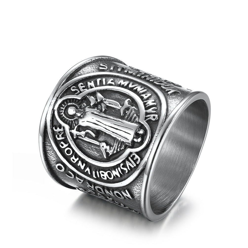 Ornament Benedict Exorcist Stainless Steel Domineering Rings