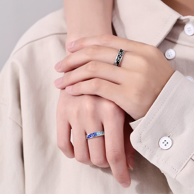 Pure Silber Paar National Fashion Sterling Ringe