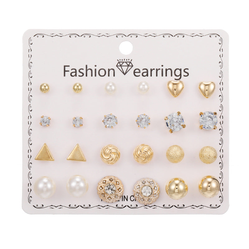 Paper Card Zircon Pearl Flower Bow Earrings