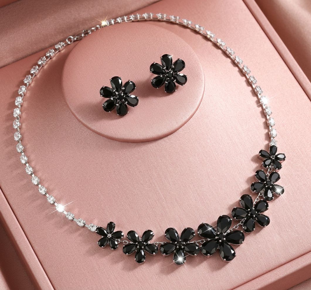 Fashion Trend Zircon Luxury Suite Flower Jewelry Set