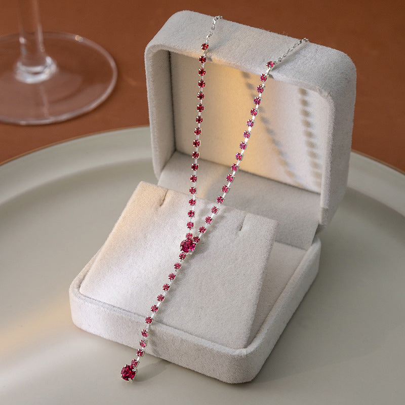 Women's Korean Style Simple Geometric Round Zircon Pendant Niche Necklaces