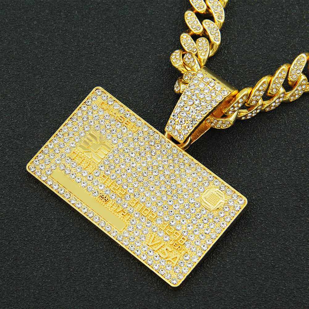 Men's Diamond Domineering Tag Pendant For Trendy Necklaces