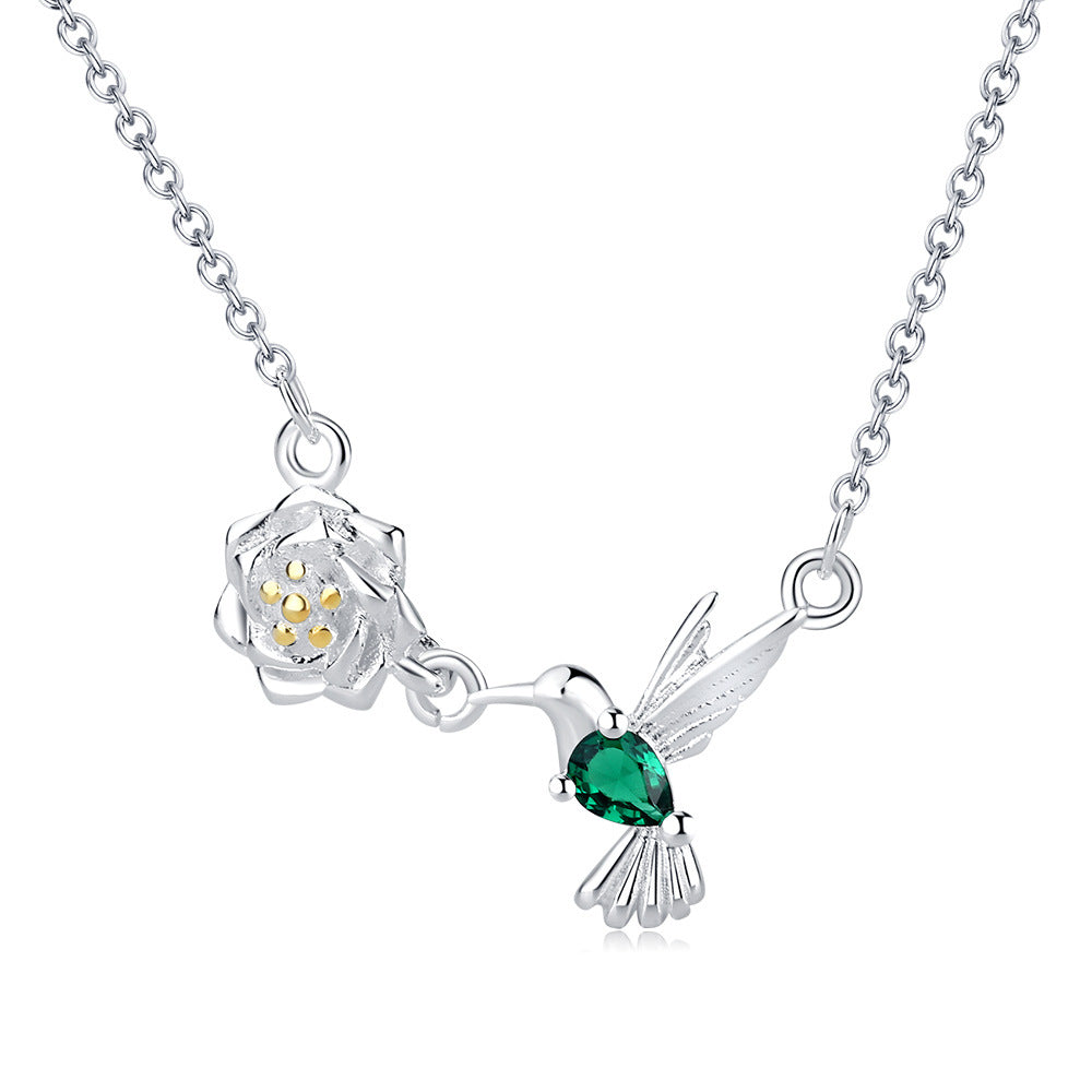 Mori Style Simple Cute Branch Bird Female Korean Diamond Necklaces