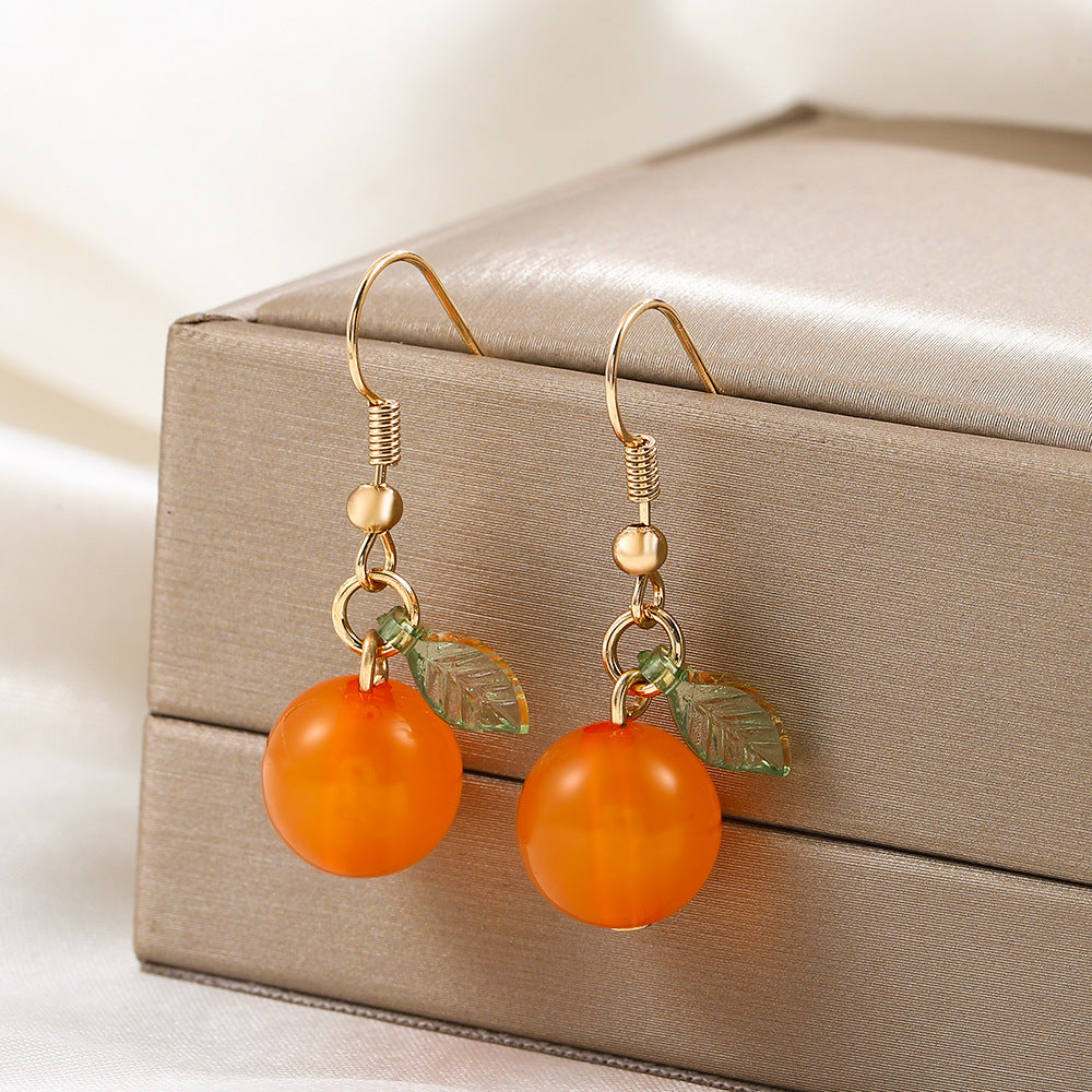 Boucles d'oreilles créatives en forme de fruits orange pour femmes, Design minoritaire, à la mode
