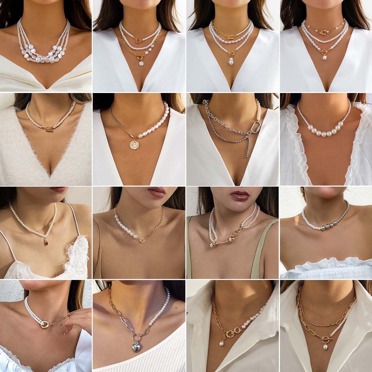 Imitation de perles, coutures simples, créatives et colliers féminins