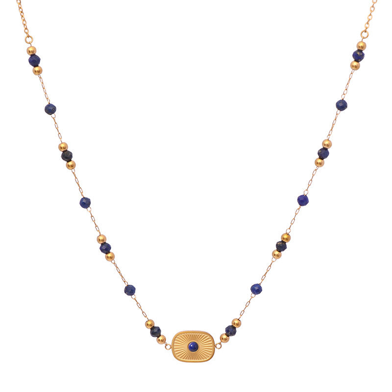 Lapis Lazuli Beaded Long Inlaid Tassel Earrings
