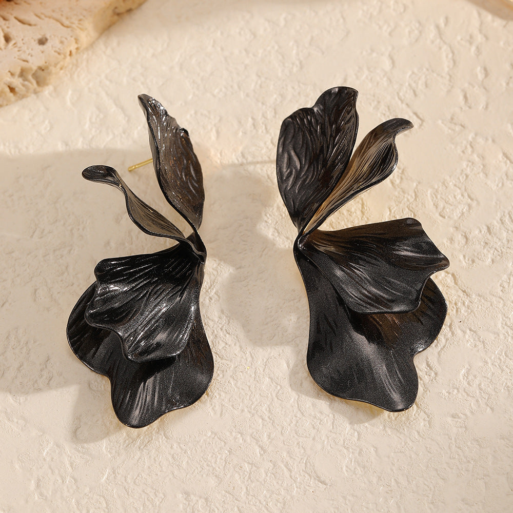 Baroque Style Solid Color Petal Design Versatile Earrings