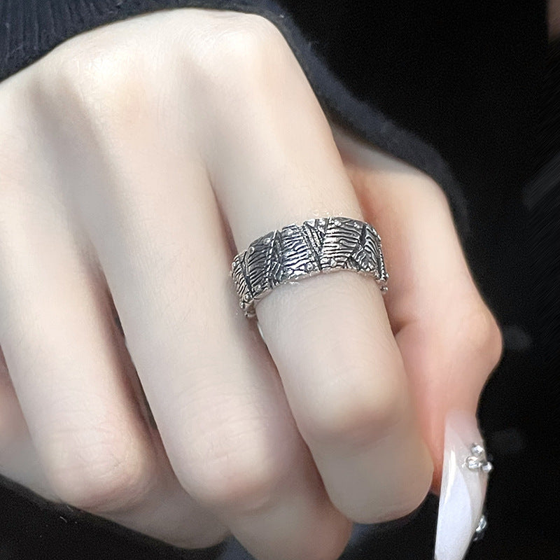 Offene, verstellbare Ringe für Damen im industriellen Stil mit Zirkon-Design und Textur