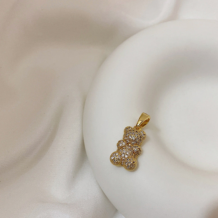 Colliers féminins avec pendentif Smiley en métal ours transparent