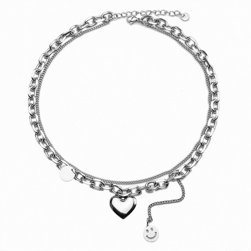 Colliers Smiley avec pendentif d'amour Hip Hop pour hommes
