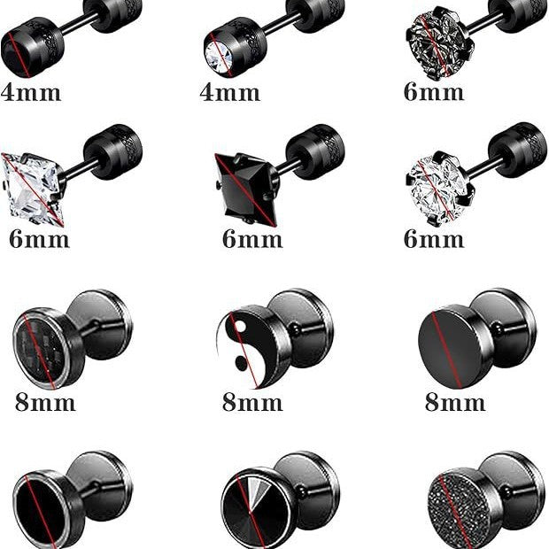 Men's Steel Barbell Round Piece Ear Cake Earrings
