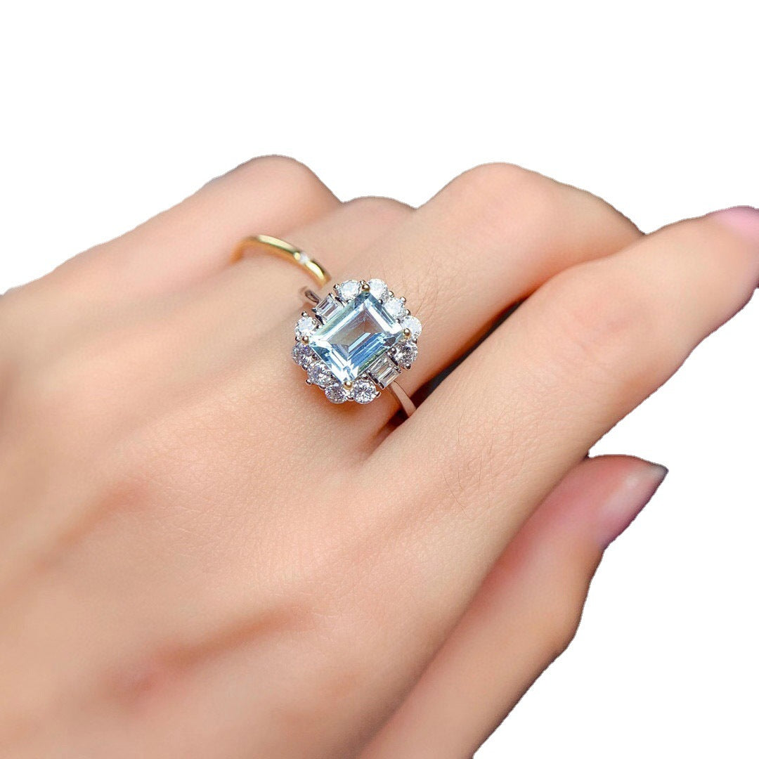 Women's Live Streaming Drainage Welfare Yellow Diamond Rectangular Rings