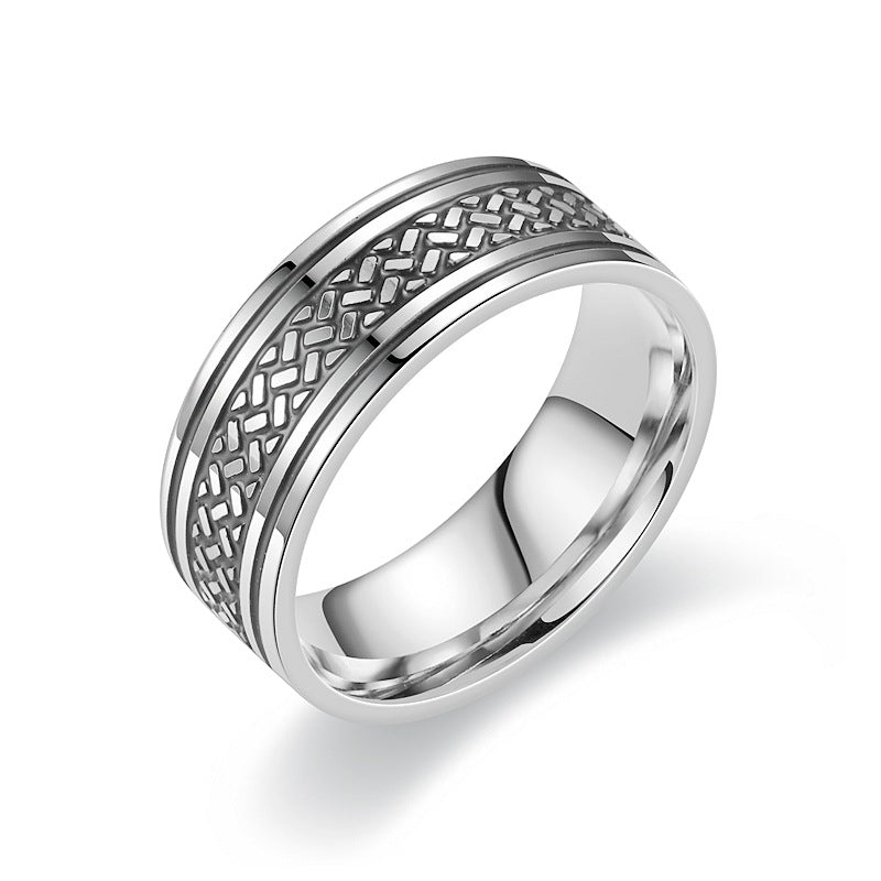 Herren-Titanstahl-Punk-Gothic-Ring mit tibetischer Schrift