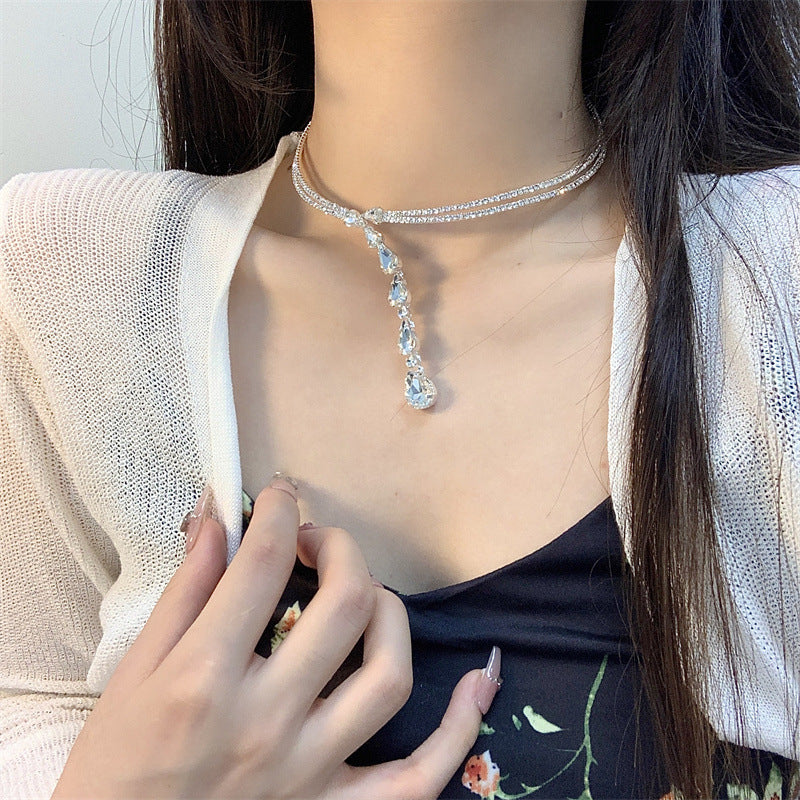 Minority Design Strass-Anhänger-Choker-Schlüsselbein-Halsketten