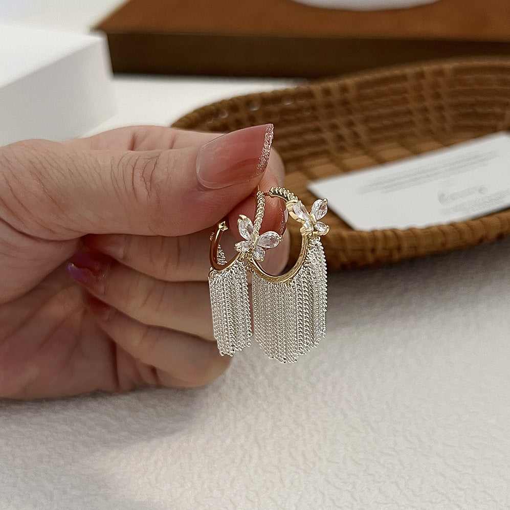 Needle Designer Model Bright Galaxy Waterfall Tassel Affordable Earrings