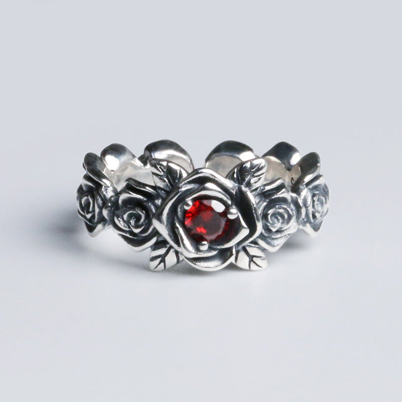 Women's & Men's Personalized Marcasite Couple Sier Rose Gothic Rings